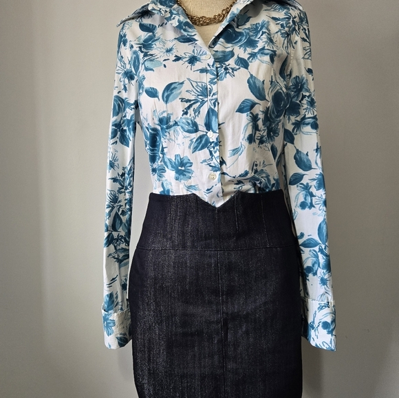 TALULA ARITZIA Silver Indigo Bustier Denim Mini Skirt. Size 6 - Picture 6 of 13